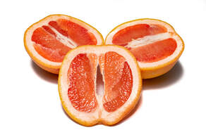 Photo of three slices of grapefruit. Sex Therapy in Minnesota, sex toys can help get women through quarantine during COVD in the Minneapolis area with recommendations for masturbation and sexual health in Plymouth, MN.